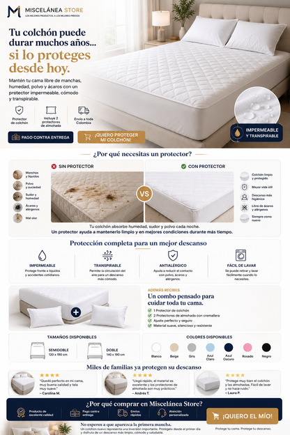 PROTECTOR DE COLCHON Y PROTECTOR DE ALMOHADA