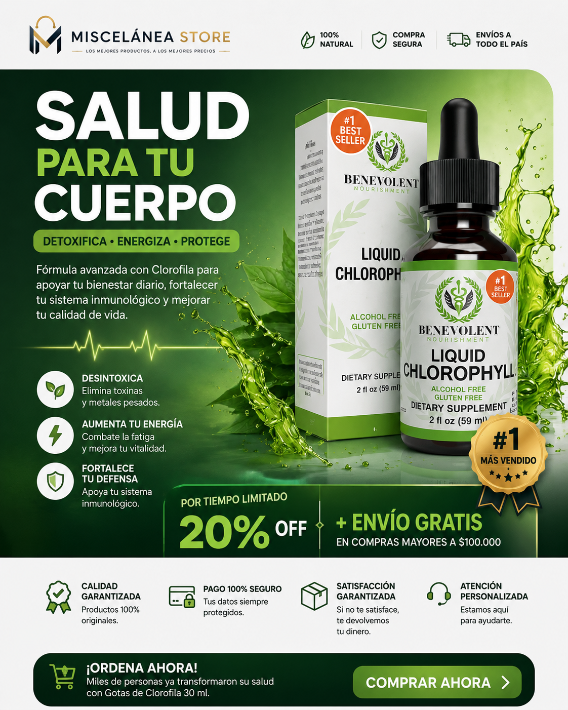 GOTAS DE CLOROFILA 30 ML + REGALO
