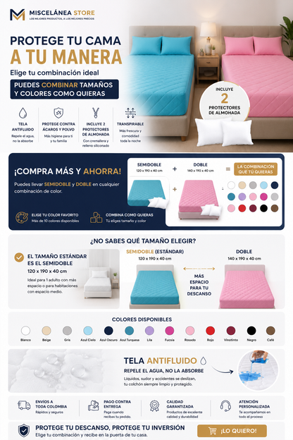 PROTECTOR DE COLCHON Y PROTECTOR DE ALMOHADA